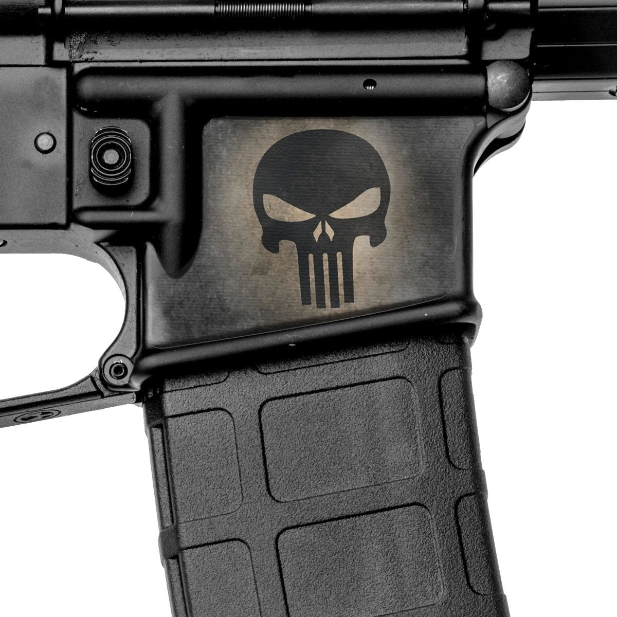 Skull Black AR-15 Mag Well Gun Skins