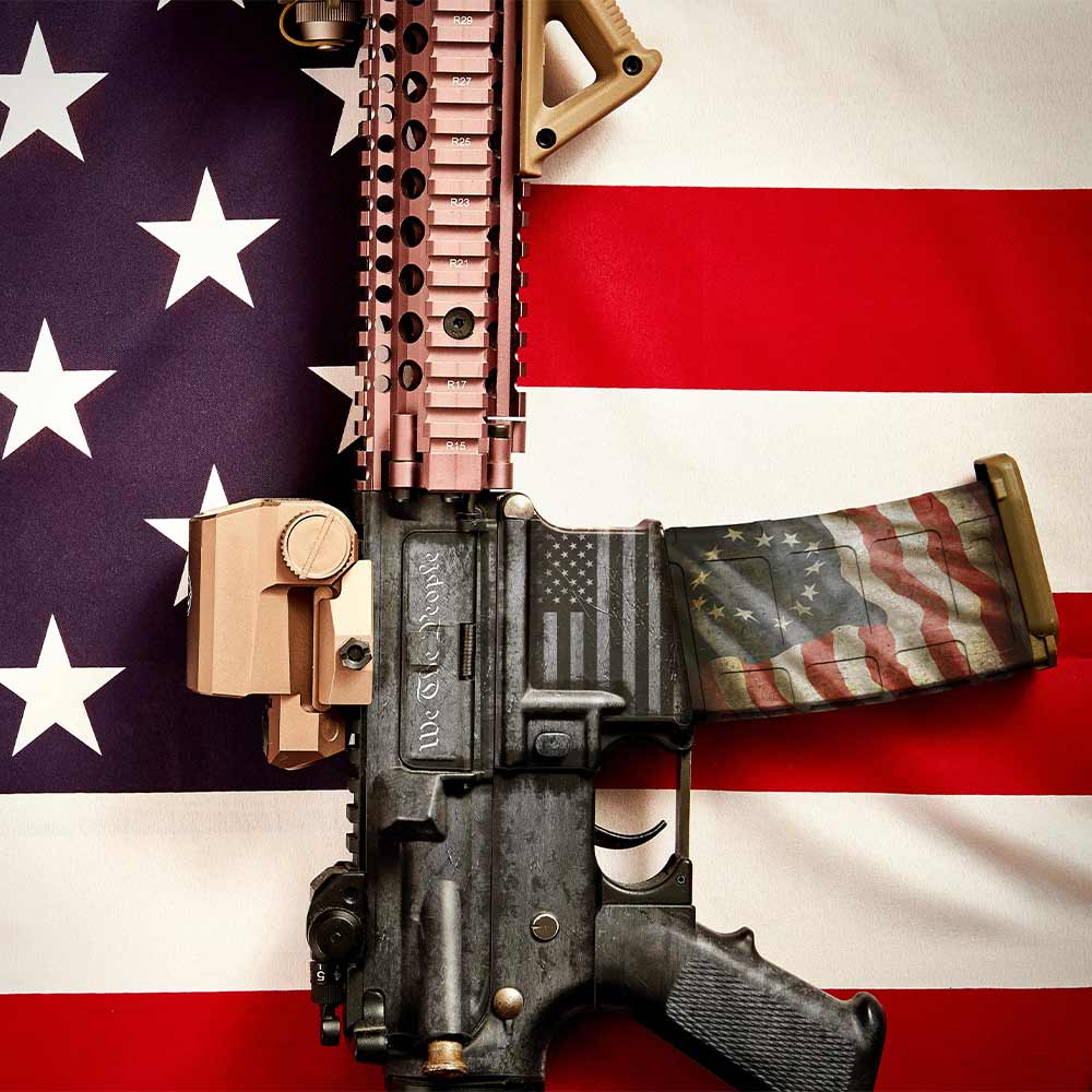 AR-15 Rifle With Arizona Flag Design Vinyl Decal - Multi-Color Sticker For Car, Wall, Gun Safe